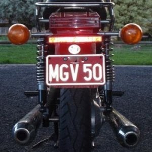 Obviously not the Wee Strom.  This is my project bike, a 1978 V50 Moto Guzzi.  I just love the small block Guzzis, although they say being able to adm